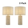 ALOADECOR 1-Light 22'' Modern Coastal Natural Rectangular Travetine Table Lamp With Beige Linen Shade For Bedroom and Living Room(2 Pack) - 3 of 4