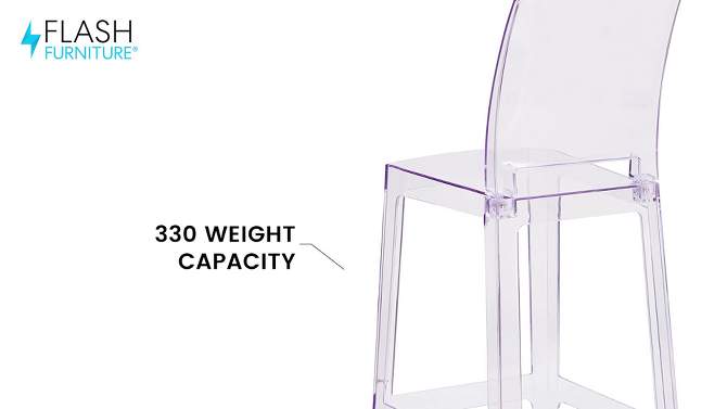 Flash Furniture Ghost Counter Stool with Square Back in Transparent Crystal, 2 of 12, play video