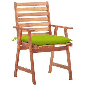 vidaXL 2X Solid Acacia Wood Patio/Garden Dining Chairs Cushion Included - Retro Style 22"x24.4"x36.2" - 1 of 4