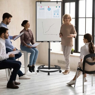 Adjustable Black Metal Mobile Magnetic Whiteboard with Stand