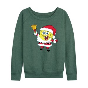 Women's - SpongeBob SquarePants - Dear Santa Lightweight French Terry Wide Neck Long Sleeve Shirt - 1 of 4