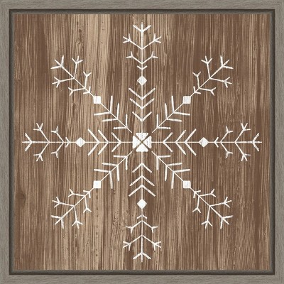 Amanti Art Barnwood Wonderland I Snowflake by June Erica Vess Canvas Wall Art Print Framed 16 x 16-in.