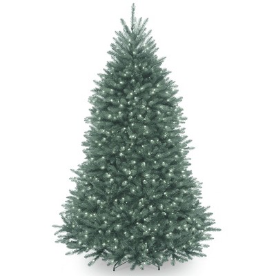 7ft National Christmas Tree Company Pre-Lit Dunhill Blue Fir Hinged Full Artificial Christmas Tree with Clear Lights