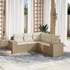 vidaXL 5 Piece Patio Sofa Set with Cushions Beige and Cream Poly Rattan - Without Table - 2 of 4