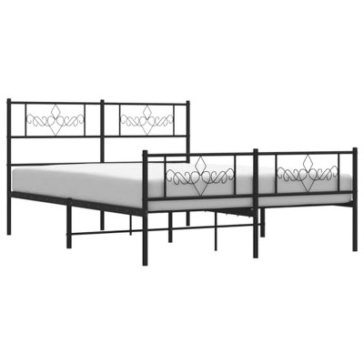 vidaXL Black Metal Bed Frame with Headboard and Footboard - Robust Steel Construction