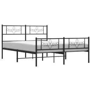 vidaXL Black Metal Bed Frame with Headboard and Footboard - Robust Steel Construction - 1 of 4