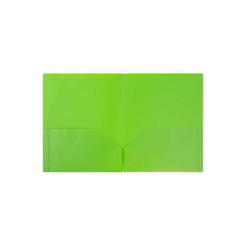 JAM Paper POP 2-Pocket Portfolio Plastic Folder Lime Green 96/Box (382ELIGRB), 2 of 6