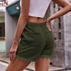 Womens Ripped Cuff Denim Shorts Summer Casual Shorts with Drawstring Elastic Wasit Lightweight Denim Shorts with Pockets - 2 of 4