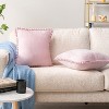PAVILIA Set of 2 Pom Pom Throw Pillow Covers, Decorative Pompom Fringe Square Cushion Cases for Couch Sofa Bed - 2 of 4