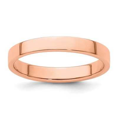 Black Bow Jewelry 3mm 14K Rose, White, or Yellow Gold Lightweight Flat Standard Fit Band