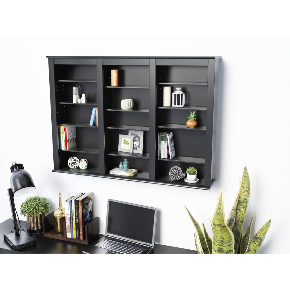 Photos - Display Cabinet / Bookcase Triple Wall Mounted Storage Black - Prepac