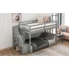 Okak Twin over Twin Solid Wood Floor Bunk Bed Low Loft Bunk Bed with Storage Ladder & Safety Guardrail for Kids Teens, Easy Assemble, Gray - 2 of 4