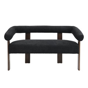 Christopher Knight Home Thomas 53 " Modern Rubberwood Boucle Upholstered Loveseat Black - 1 of 4