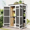 Coolbibila-Wood Storage Shed, Garden Tool Cabinet With Waterproof Roof, Garden Workstation With Four Lockable Doors And Multiple-Tier Shelves - 3 of 4