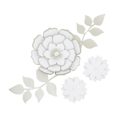 Juvale 5 Piece White 3D Paper Flowers for Wall Decor, Arts and Crafts