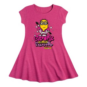 Girls' - Despicable Me Minions - Groovy Since Forever Fit & Flair Cap Sleeve Dress - 1 of 2