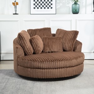 Hrinhom 60"W Oversized Faux Fur Upholstered Single Sofa Chair With 5 Pillows,Accent Chair - 1 of 4