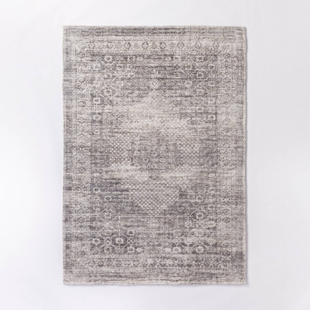 Photos - Area Rug 5'x7' Millcreek Distressed Vintage Persian Style Rug Charcoal - Threshold™