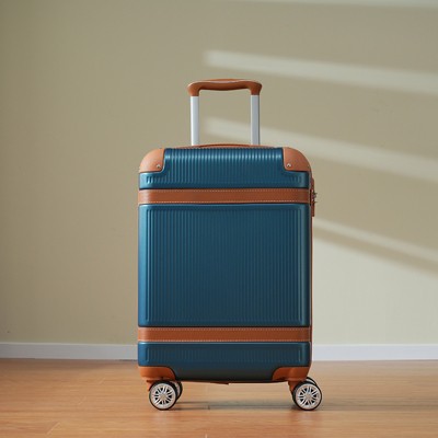 Blue and Brown 3 Piece Hard Shell Spinner Luggage Set