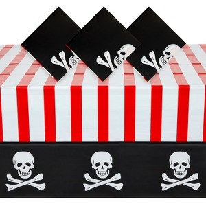 Juvale 3 Pack Plastic Pirate Tablecloth for Kids Birthday, Halloween Party Decorations, 54x108 In - 1 of 4