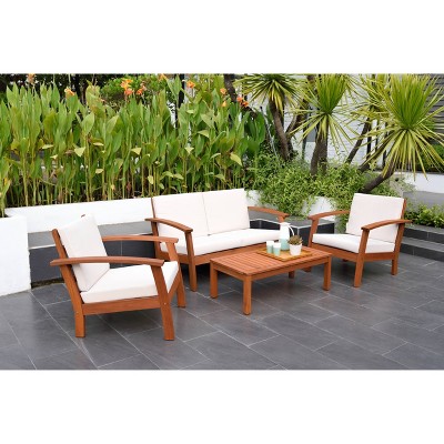 Laguna Beach 4pc Patio Conversation Set - White - Amazonia