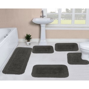Radiant Bathroom Rugs Set, Washable Rug, Extra Soft and Absorbent bath Rug, Bath Mat Set, Bath Floor Mat Non-Slip, 5 Pcs Set with Contour, Gray - 1 of 4