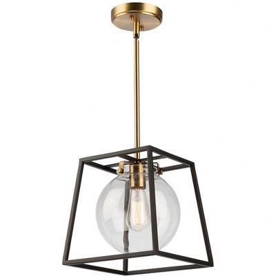 Black and Brass Globe Pendant Light with Clear Glass Shade