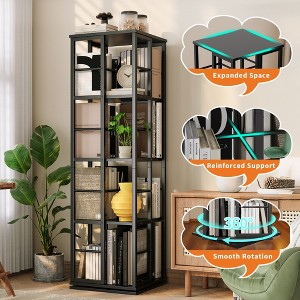 4 Tier Rotating Bookshelf Tower, 360°Revolving Bookcase, Vertical Floor Standing Display Rack, Narrow Swivel Bookshelf for Bedroom Living Room - 1 of 4