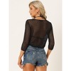 Allegra K Women's V Neck Twist Front Long Sleeve Hollow Out Knit Crop Top - 4 of 4