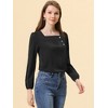 Allegra K Women's Casual Button Decor Long Sleeve Solid Square Neck Blouse - 3 of 4