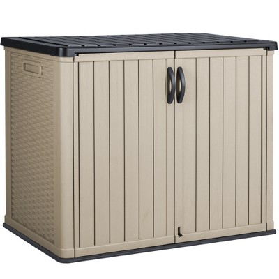 LACOO 150 Gal. Horizontal Resin Storage Deck Box with Shelves