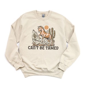 Simply Sage Market Women's Graphic Sweatshirt Can't Be Tamed Horse - 1 of 3