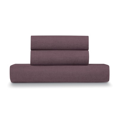 Plum Linen Cotton Full/Queen Duvet Cover Set