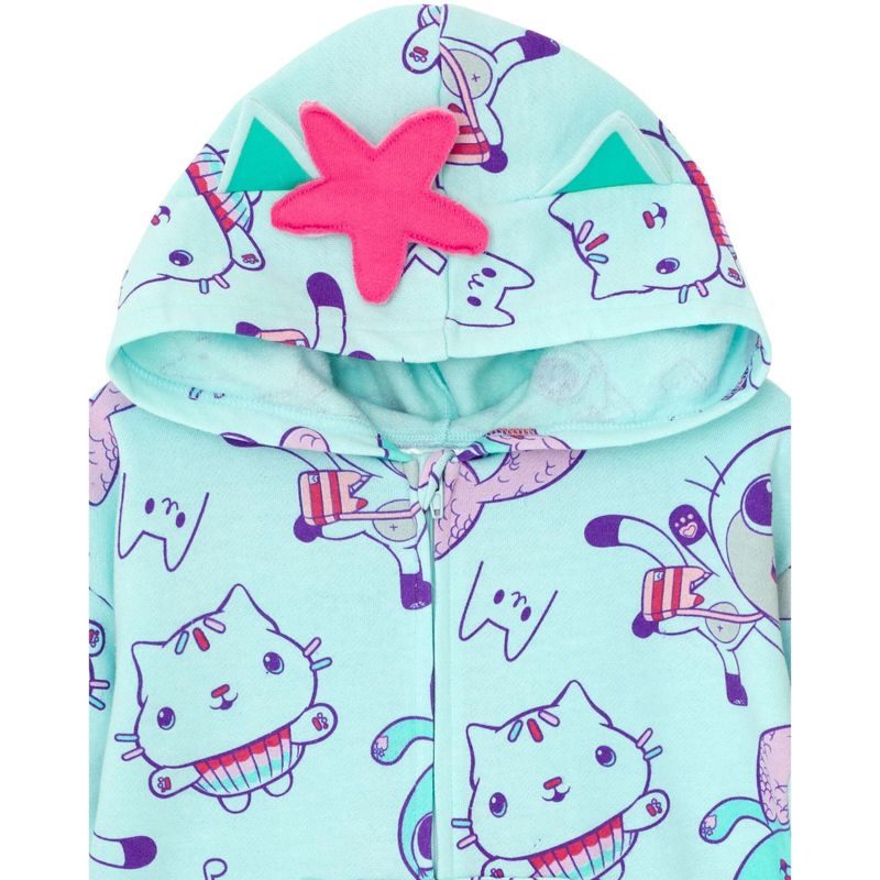 Dreamworks Gabby's Dollhouse Pandy Paws Cakey Cat MerCat Girls Fleece Zip Up Coverall Toddler to Little Kid, 3 of 5