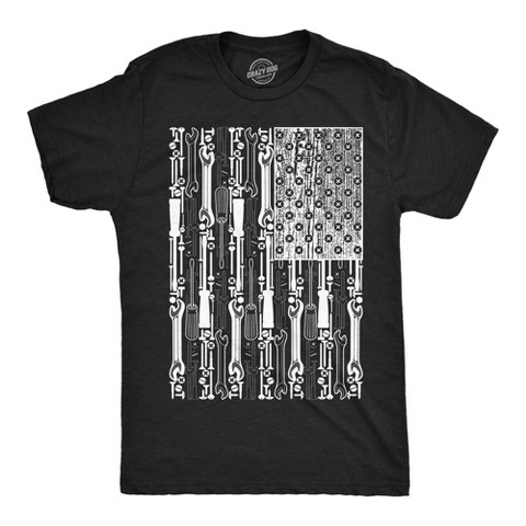 Мужские футболки Crazy Dog T-Shirts, Inc. Mens Funny T Shirts USA Flag Tools Patriotic Mechanic Graphic Novelty Tee for Men - Crazy Dog Men's T Shirt Gift for Dad Black L