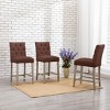 WestinTrends Hayes 24" Linen Fabric Tufted Counter Stool (Set of 3) - 2 of 4