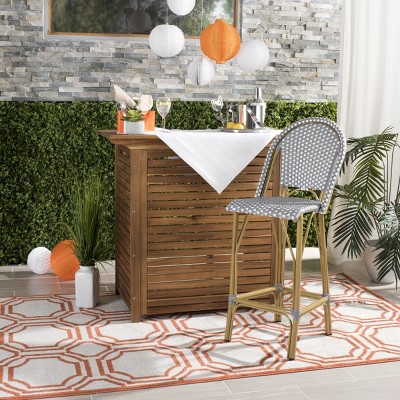 Ford Grey and White Wicker Bistro Bar Stool with Aluminum Frame