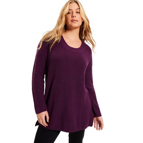 June + Vie By Roaman's Women’s Plus Size Scoopneck Sweater, 10/12 ...