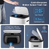 14.5 Gallon 55 Liter Motion Sensor Touchless Automatic Opening Trash Can, Soft Close Lid, Polished Oval Design, Cordless White - 4 of 4