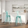Merrick Lane Sabine Metal Indoor-Outdoor Barstool with Vertical Slat Back and Integrated Footrest - 2 of 4