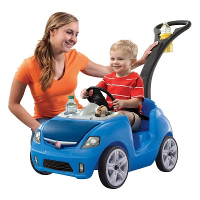 Blue Plastic Ride-On Push Car with Safety Strap