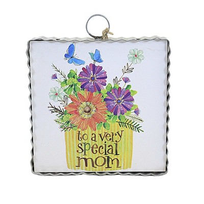 Round Top Collection Special Mom Gift Mini Print  -  One Mini Print 7.0 Inches -  Mothers Day Butterflies Flowers  -  S22108  -  Wood  -  Multicolored