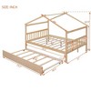 CAVINAS Twin Size Bed Frame, Wooden House Bed with Pull-Out Trundle, House-Shaped Bed for Kids, Teens, Girls, Boys - 4 of 4