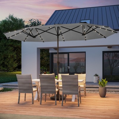 Sonkuki 13 x 7.2ft Solar-Powered Double-Sided Patio Umbrella with Large Canopy Outdoor Table Umbrella for Garden, deck and pool