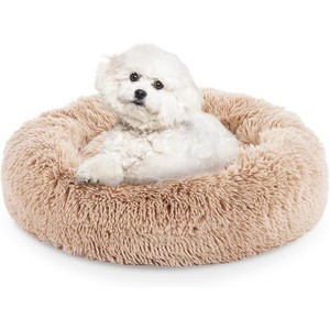 ROOMTEC Fluffy Donut Dog Bed, Calming Beds for Small Dogs Cats Round Faux Fur Cuddle Bed, Pet Anti-Anxiety Plush Bed, Machine Washable - 1 of 4