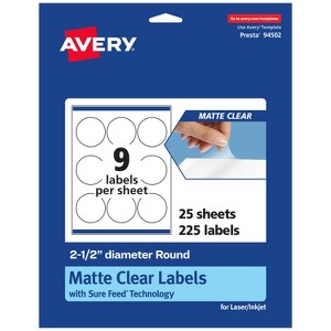 Avery Matte Clear Labels,  2-1/2" diameter Round - 1 of 4