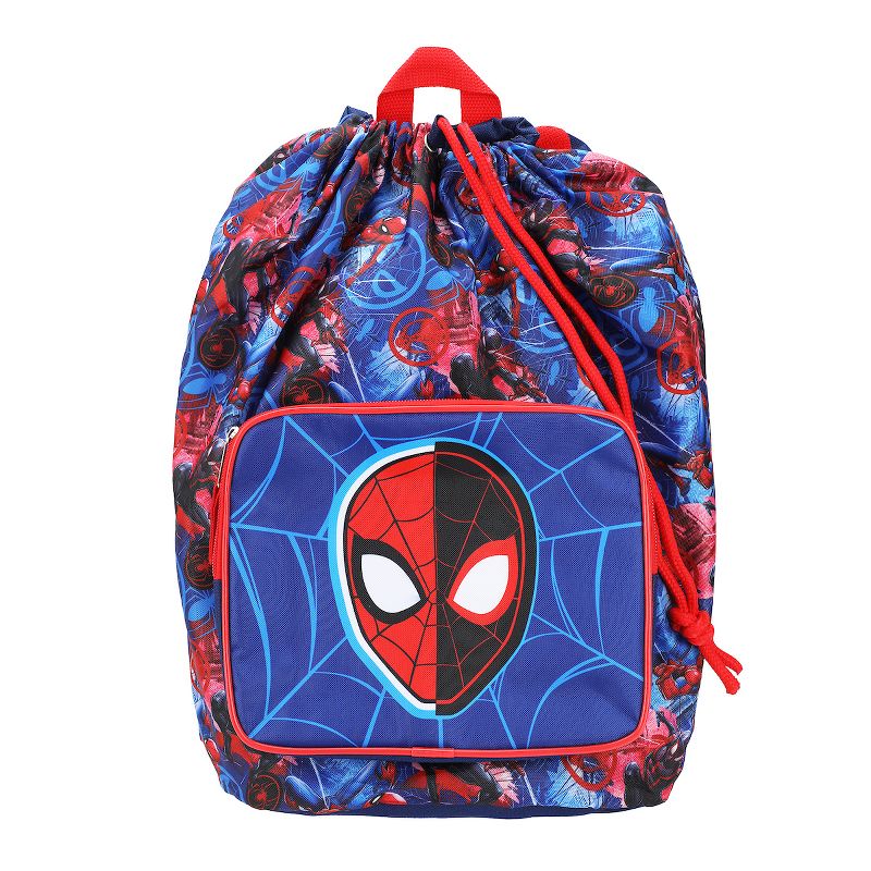 Spider-Man 4-Piece Duffel, Drawstring Backpack, Water Bottle and Utility Case Blue Youth Duffle Bag Set, 3 of 7
