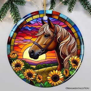 Sunset Horse and Sunflowers Ornament, Breathtaking Gift for Horse Lovers| OrnamentallyYou - 1 of 4