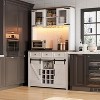 72'' Farmhouse Coffee Bar Cabinet with Power Outlet, Large Kitchen Hutch with 3 Drawers and Wine Glass Rack - 2 of 4