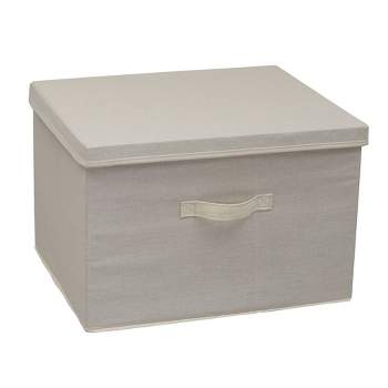 Household Essentials Wide Storage Box With Lid Natural With Brown Trim :  Target